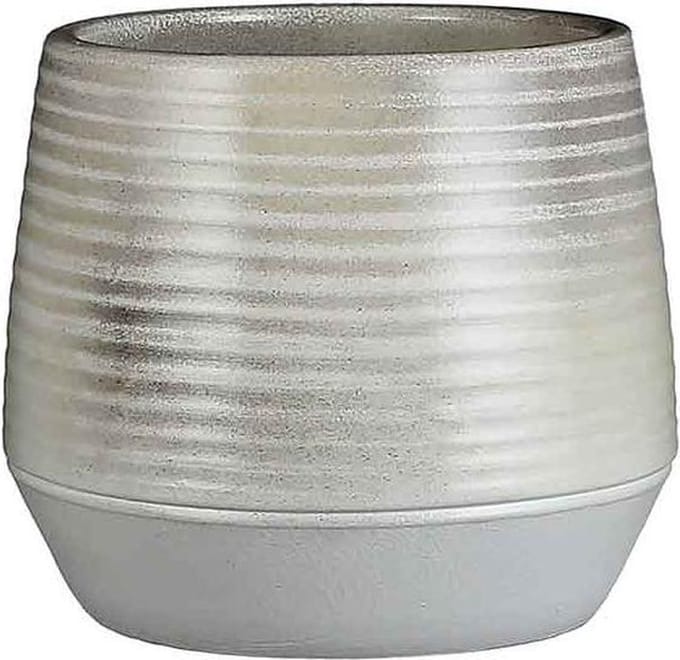Mica Decorations naomi ronde bloempot gebroken wit maat in cm: 21 x 23 - OFF WHITE