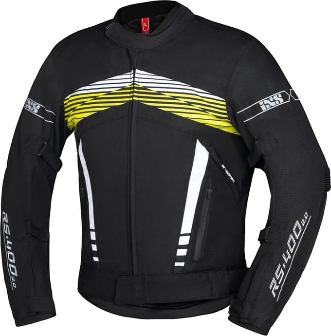 IXS RS-400-ST 3.0 Waterdichte Zwart Wit Geel Textiele Motorjas - Jas