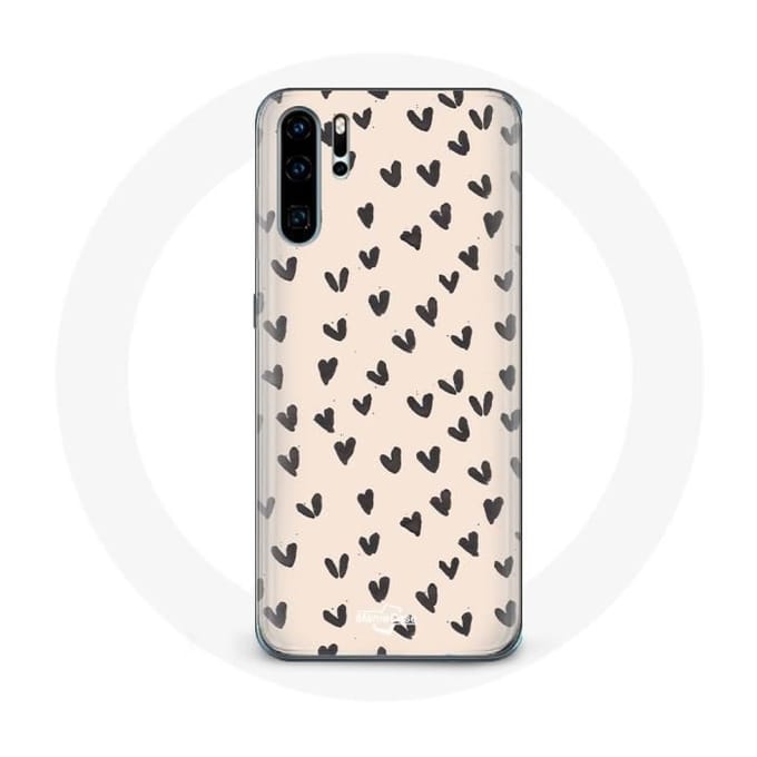 Coque pour Huawei P30 Pro - MANIACASE - Abstrait coeurs noir - Souple - Protection - Mixte noir