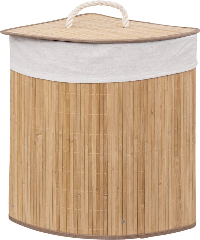 5Five Driehoekige wasmand met deksel - Bamboe - 48 Liter