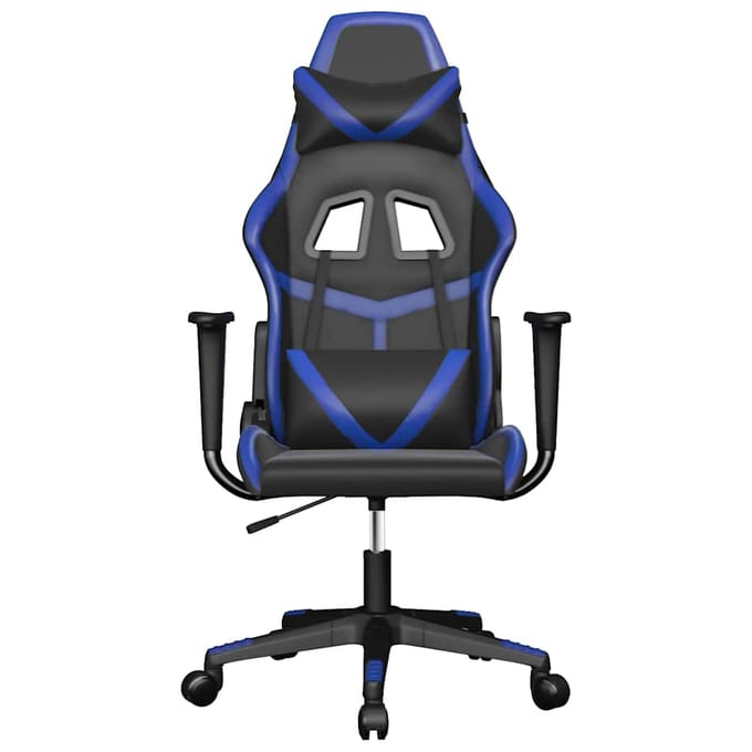 vidaXL - Massage - gamestoel - kunstleer - zwart - en - blauw