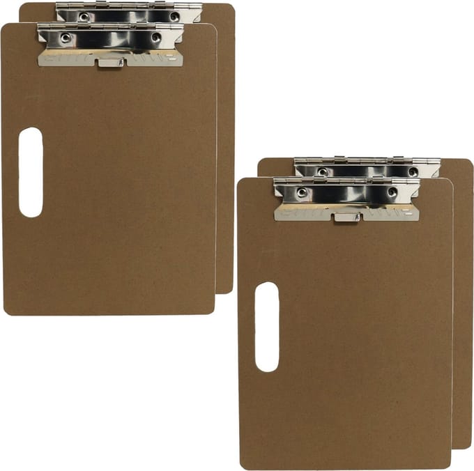 Gerim - Clipboard houtkleur A4 formaat - 4x stuks - Documenten klembord