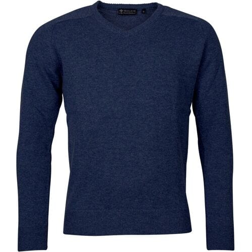 Baileys Trui Two Ply Scottish Lambswool V-Neck Pullover Single Knit Dark Denim Blue / male