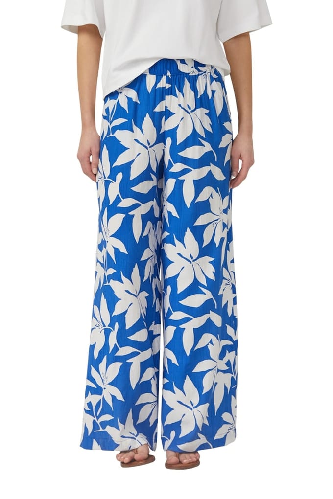 Pantalon met wijde pijpen met plooien en all-over print vrouwen s.Oliver