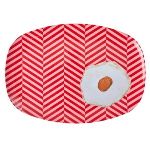 Rice melamine bord vierkant large fried egg print