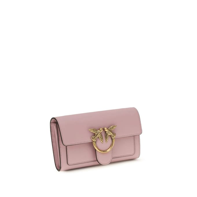 PINKO schoudertas clutch Love One Wallet C Light Pink + Antique Gold roze