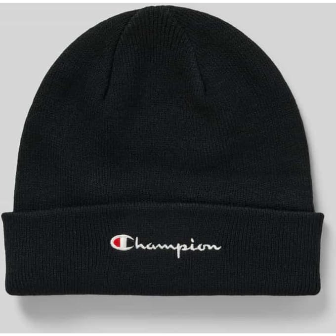 Beanie met brede omslag en logostitching