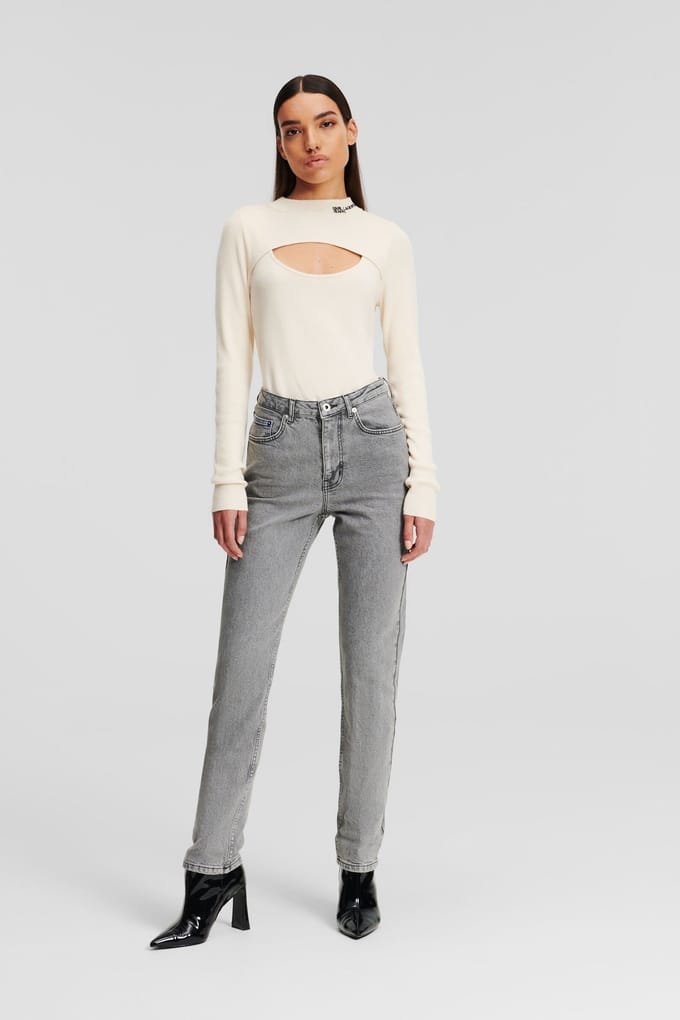Karl Lagerfeld Tapered Denim Washed Grey Maat: W26L32 | Slim Jeans Outlet | Dames | Grijs