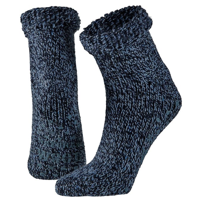 Apollo - wollen kinder huissokken - Blauw - Maat 31/34 - Huissokken kinderen - Slofsokken kinderen - Anti slip sokken
