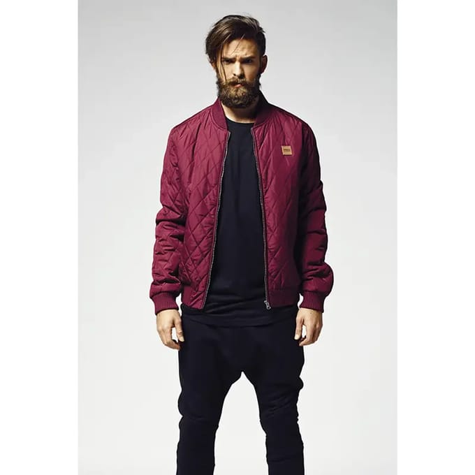 Urban Classics Diamond Quilt Nylon Jacket Burgundy Red