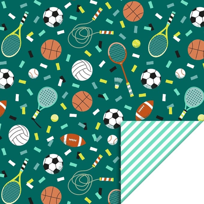 Cadeaupapier 70x300 cm - Sports - Stripe Mint