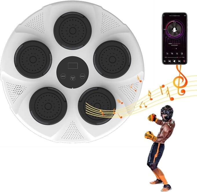 Muziek Boksmachine - Wand Boksdoel - Thuis Training - Slimme Bluetooth Connectie - Wandmontage - Wit