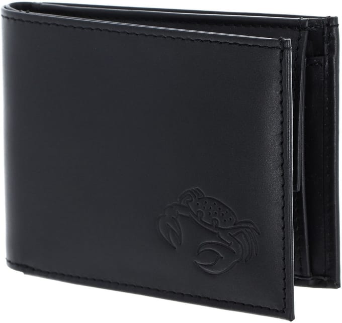 oxmox Leren portemonnee Leather RFID Protect Pocketbörse Crab 2.0 Embossed Black zwart