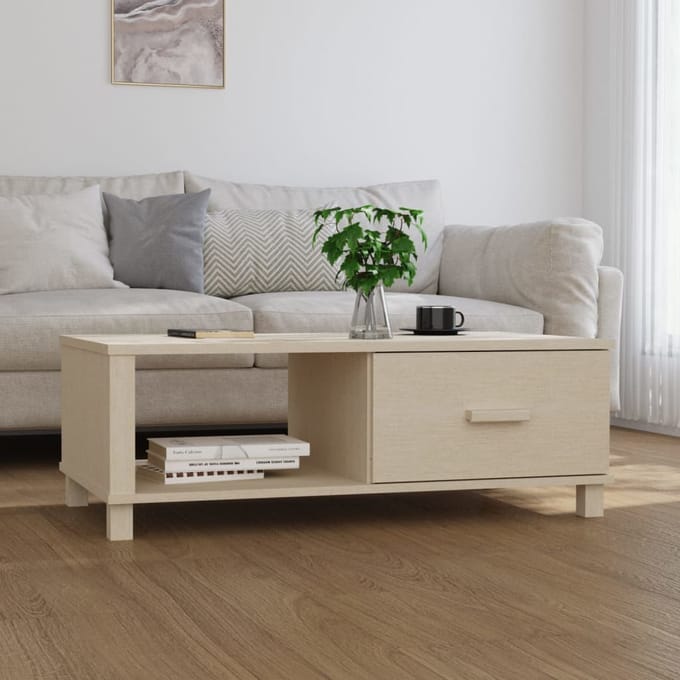 vidaXL - Salontafel - HAMAR - 100x55x35 - cm - massief - grenenhout - honingbruin