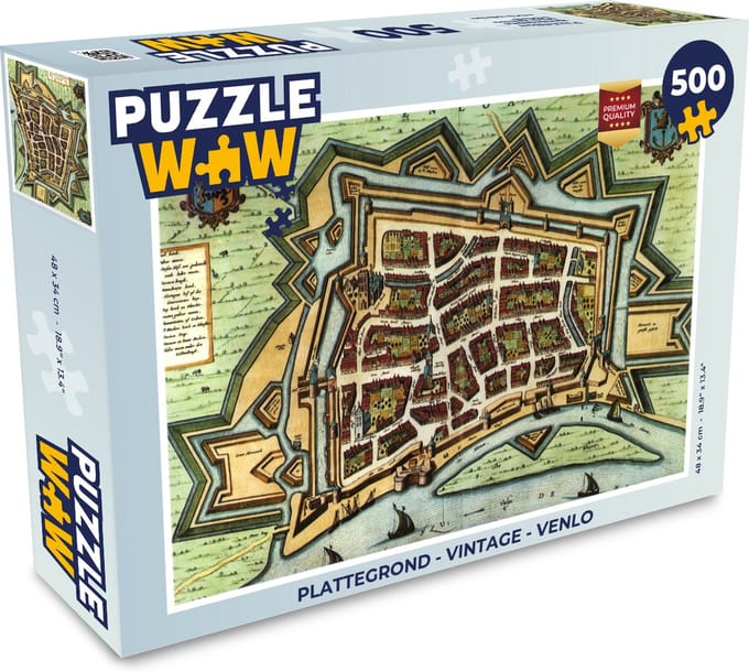 Puzzel Plattegrond - Vintage - Venlo - Legpuzzel - Puzzel 500 stukjes - Stadskaart