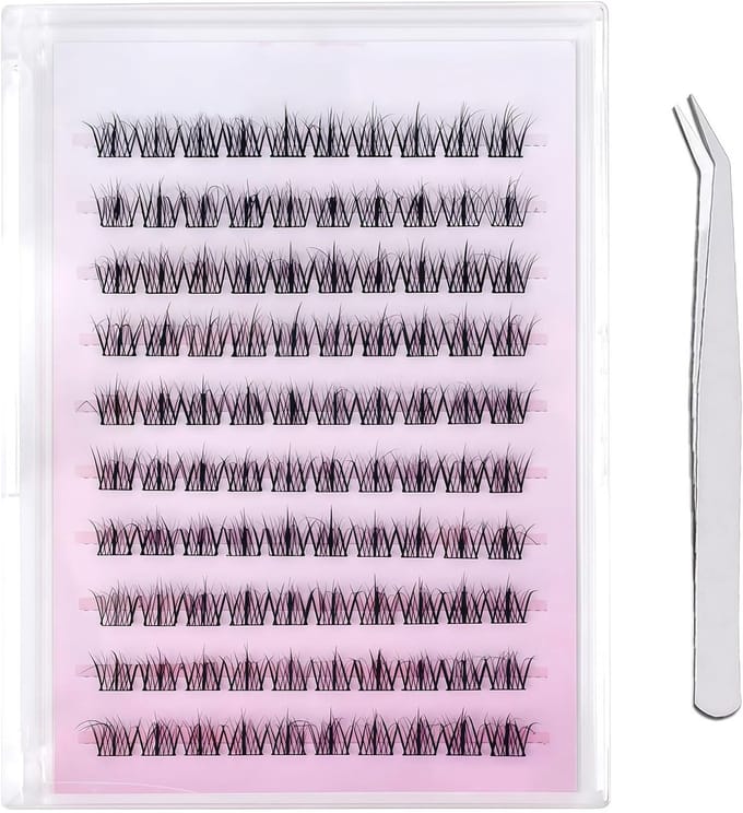Self Adhesive Eyelashes with Tweezers - 10 Rows Soft Wispy False Eyelashes - DIY Natural 60D Flare Extensions Kit zonder Lijm Nodig