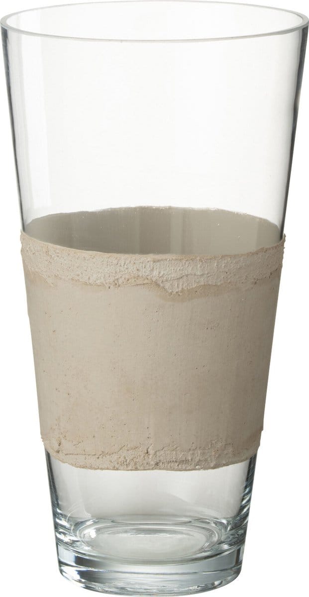 J-Line vaas Delph - glas - transparant/beige - small - 35 cm hoog