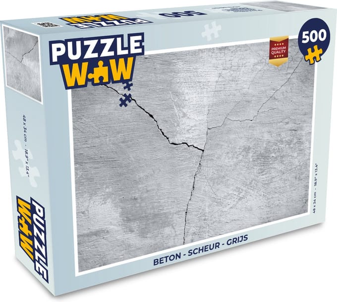 Puzzel Beton - Scheur - Grijs - Legpuzzel - Puzzel 500 stukjes