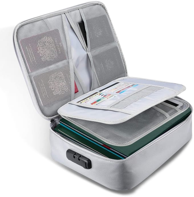 Dailygoods - Vuurvaste Documententas met Slot voor A4 Documenten - Waterdicht en Veilig