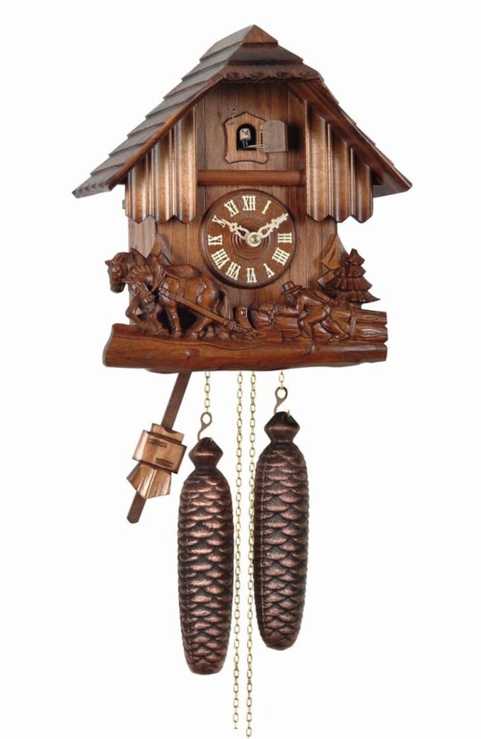 Engstler - 439_Q - Koekoeksklok - Kwarts - Notenhout - 28 cm