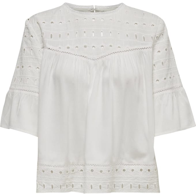 ONLY - Maat 36 - ONLIRINA EMB ANGLAISE DNM TOP NOOS Dames Top Wit