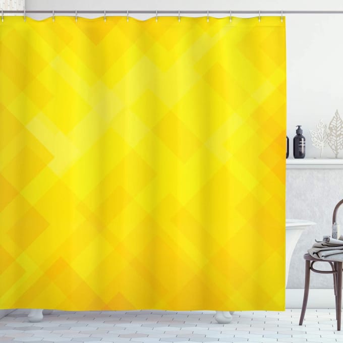 ABAKUHAUS Douchegordijn – Diamantmotief Geel – 175×240 cm