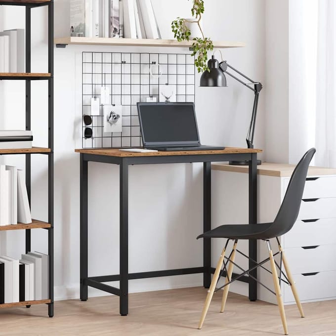 vidaXL - Tafel - Oudhout - 100 - x - 50 - x - 76,5 - cm - Engineered - hout - en - staal