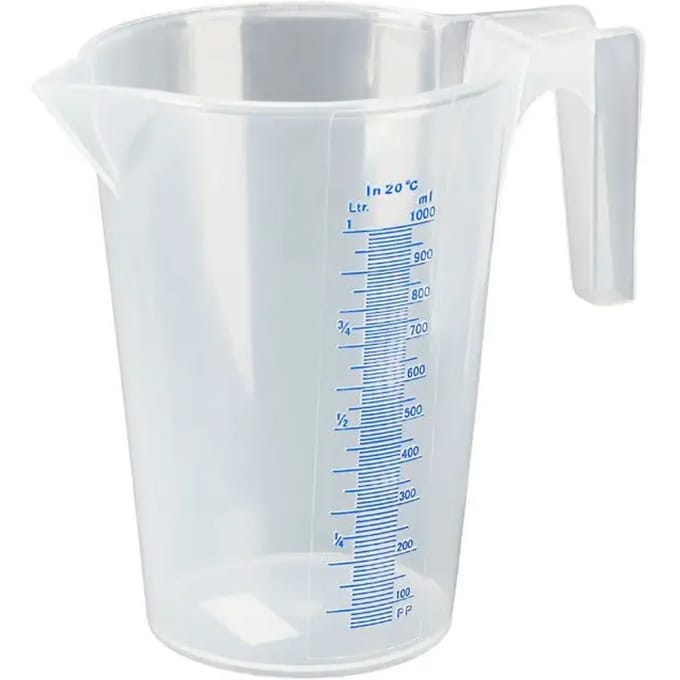 Maatbeker - 1 liter - transparant - kunststof - litermaat