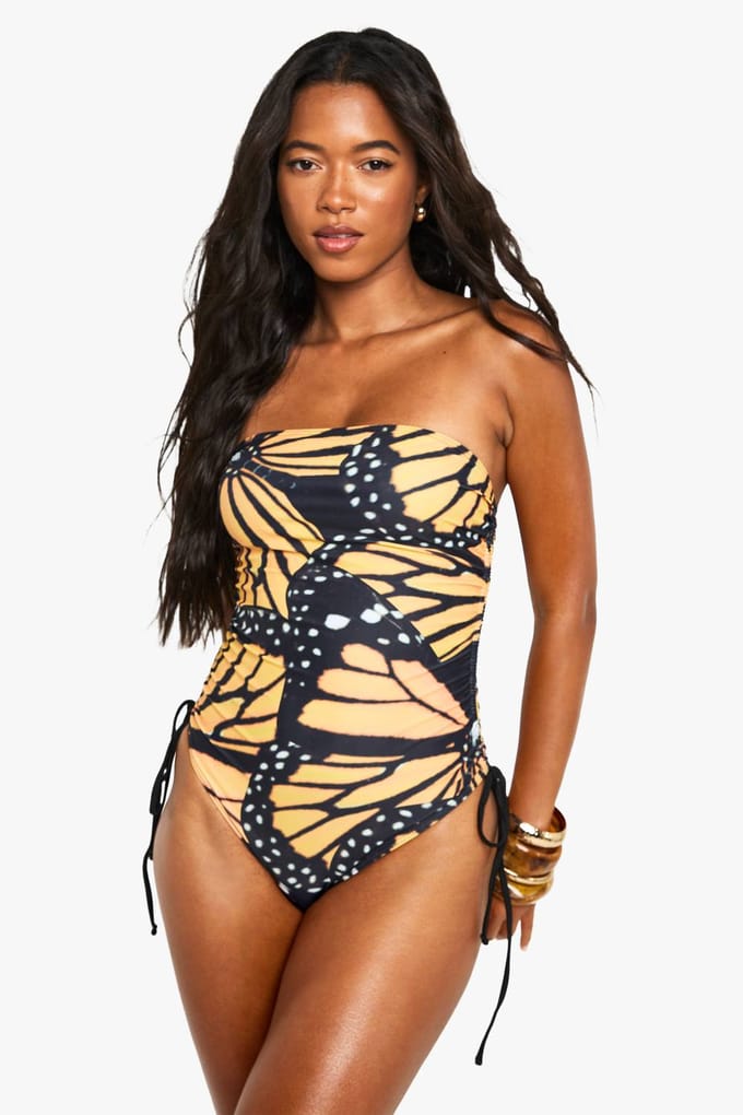 boohoo Dames Butterfly Oversized Print Zwempak | Maat: 38