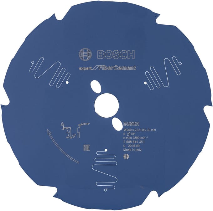 Bosch RUNDSAVKL 260X30X2.4MM 6T EXP FIBER CEME