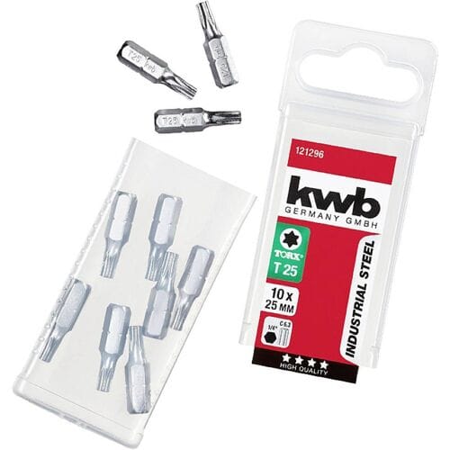 kwb 121296 TX-bit Aandrijving: 1/4 (6,3 mm) Uitvoering: TX TX 25 25 mm