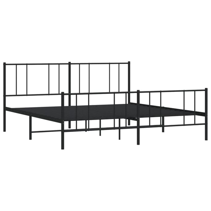 vidaXL - Bedframe - met - hoofd- - en - voeteneinde - metaal - zwart - 200x200 - cm