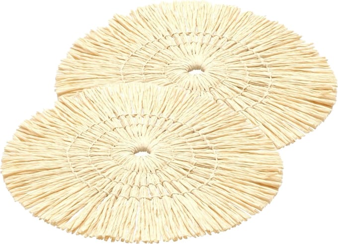 Chaks Placemat - 2x - D38 cm - gevlochten riet - beige - bohemian style