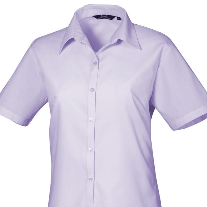 Premier Popeline blouse met korte mouwen / Gewoon werkoverhemd (Lila)