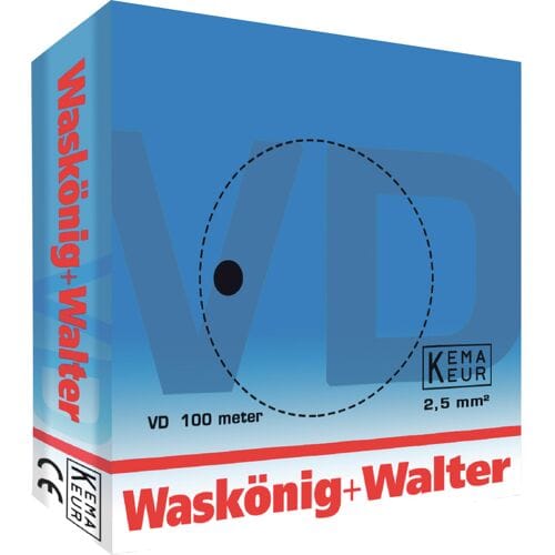 Waskönig + Walter VD draad (H07V-U) 2.5mm² blauw Eca - per rol 100 meter (769971)