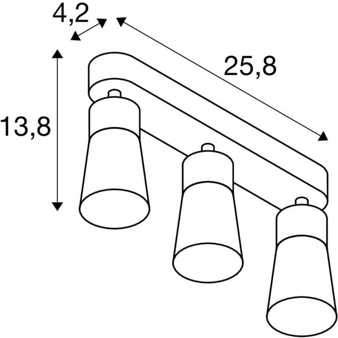 SLV plafondlamp Puri 2.0 Cone, grijs, lengte 26 cm, 3-lamps.