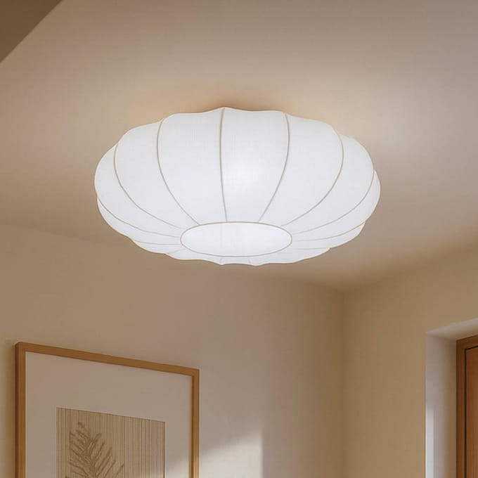 Lindby - plafondlamp - 3lichts - Textiel, metaal - H: 23 cm - E27 - wit
