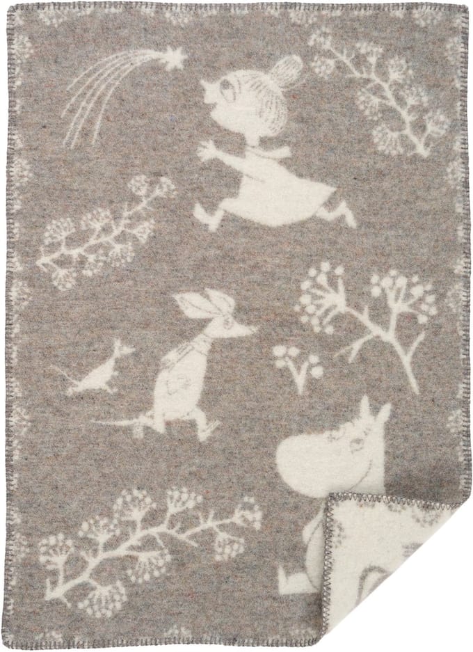 Klippan wollen wiegdeken - Moomin Winterland - grijs- 65x90cm - Recycled wool & Lamswol