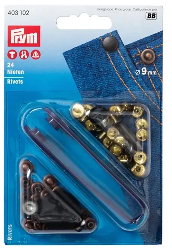 PRYM Siernieten MS 9 mm oudkoper/gebronsd 403102 - Prym