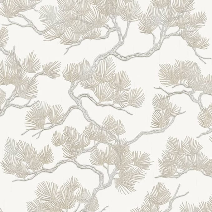 DUTCH WALLCOVERINGS Behang Pine Tree wit