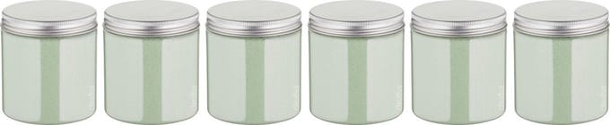 Scrubzout Dennen - 300 gram - Pot met aluminium deksel - set van 6 stuks - Hydraterende Lichaamsscrub