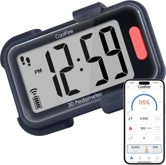 Stappenteller met Clip - Activiteitstracker - Fitness Doelen - 3D Tri-Axis Sensor - Groot Display - Zwart