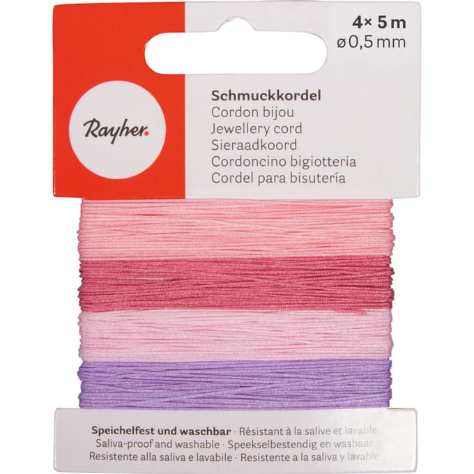 Sieraadkoord, 0,5 mm - Rosé-Mix