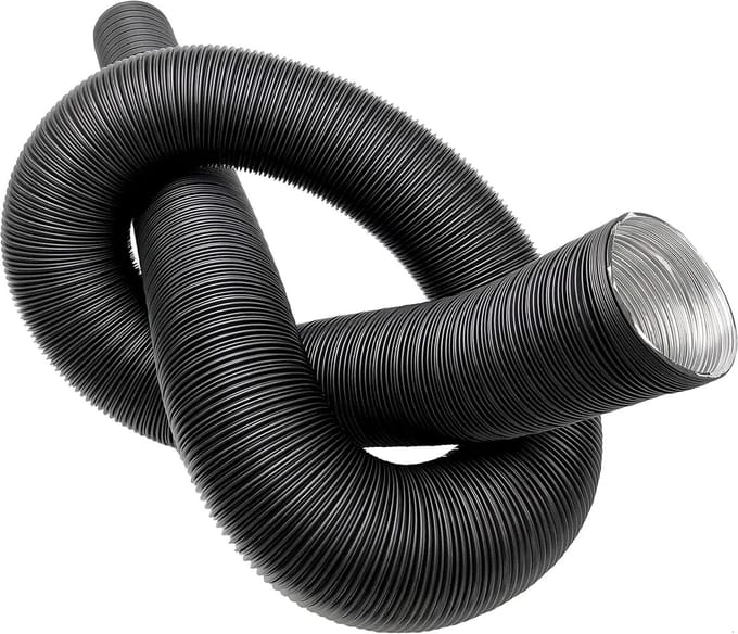 Zwarte Flexibele Aluminium Afvoerslang 150 mm Diameter - 2,5 Meter Lang