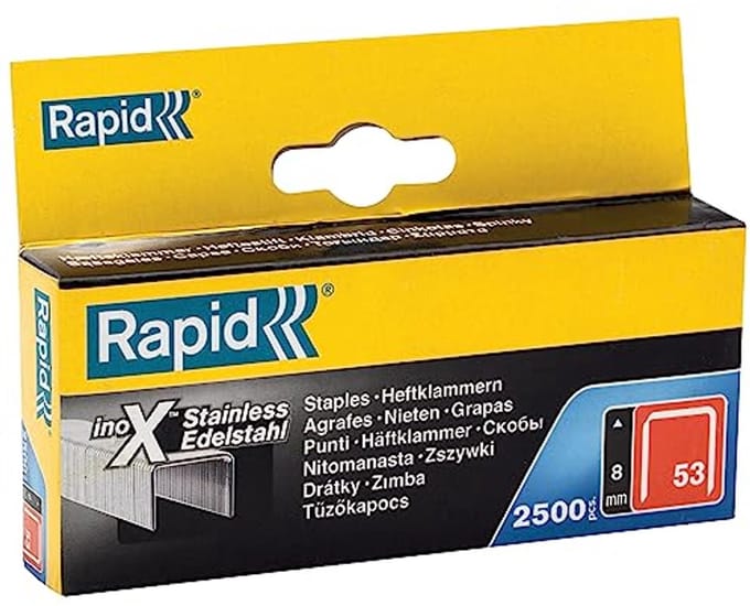 Stainless Steel Staples for Tacker - 8mm Type 53 - 2500 Pieces - Thin Wire Staples for Wood and Fabric