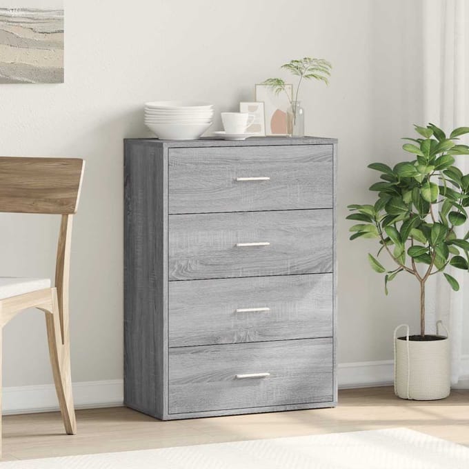 vidaXL - Dressoir - 60x31x84 - cm - bewerkt - hout - grijs - sonoma - eikenkleurig