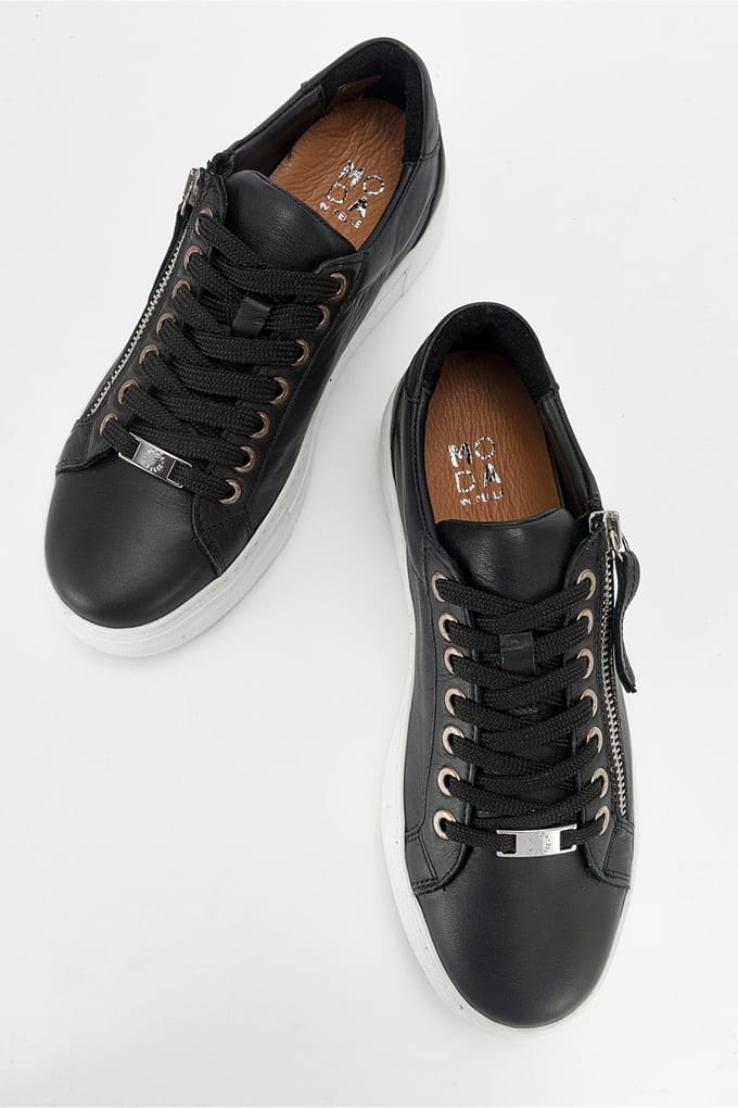 Beryl Leren Rits Sneaker Dames