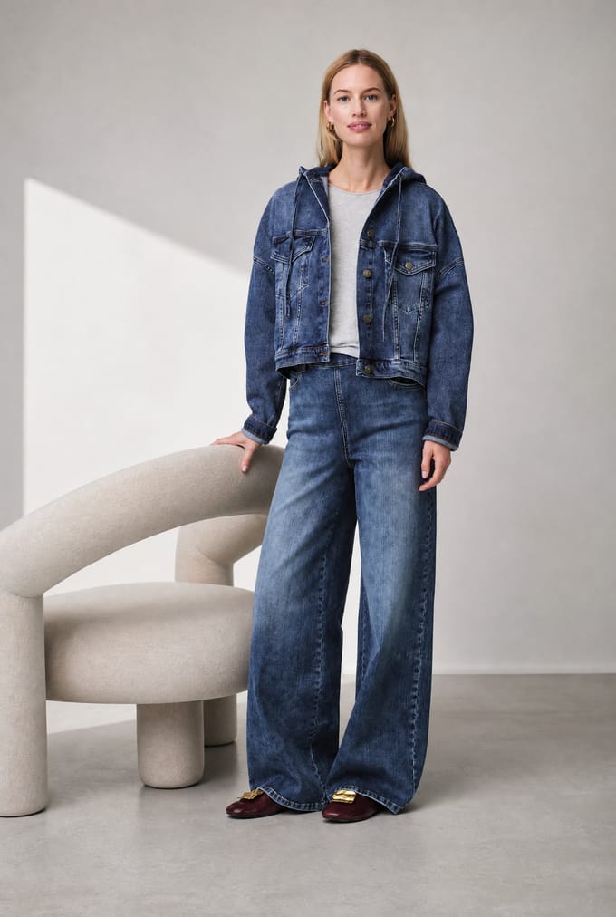 Nevada hood denim jacket | Summer Blue - Summer Blue / 34