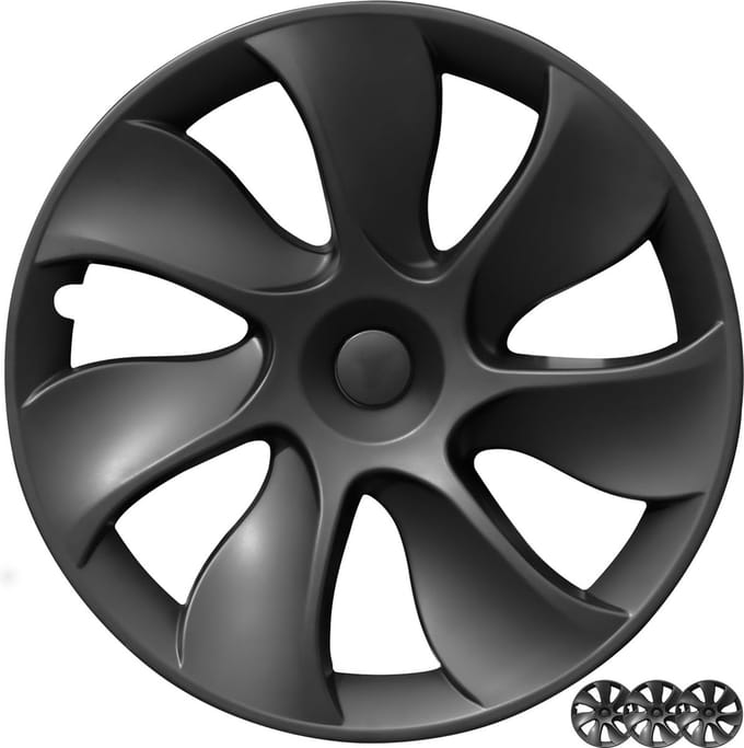 Wieldoppen geschikt voor Tesla Model Y - 19 inch - Cycloon- Mat zwarte - 4 stuks