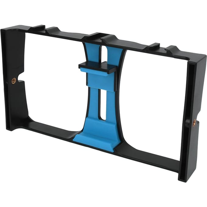 Cage Caméra Vidéo Téléphone ABS Portable à Main Stabilisateur Vidéo Smartphone Rig pour Diffusion en Direct bleu